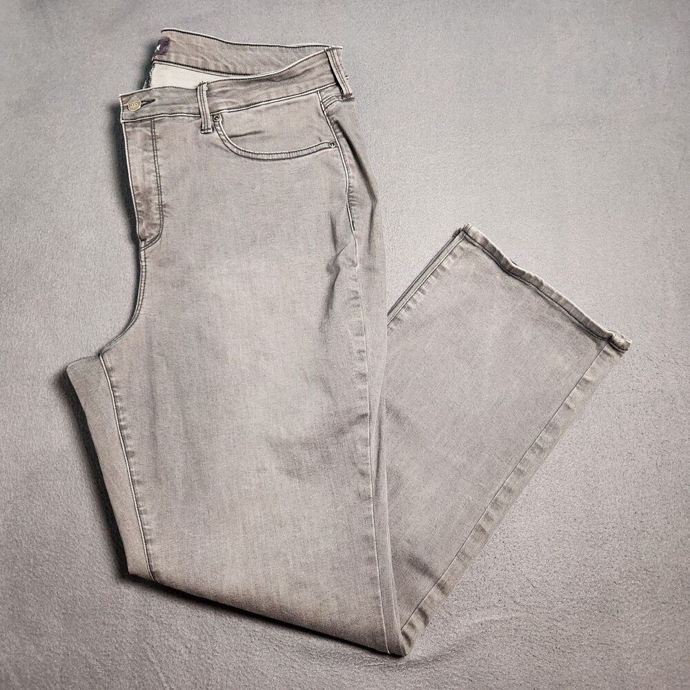 NYDJ Women 18W Gray High Rise Straight Leg Cool Embrace Lift Tuck Tech Jeans